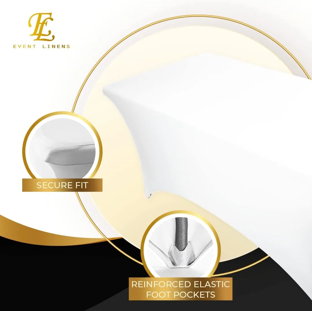 Luxury Collection White 6ft Tablecloth Rectangular Spandex Linen - Table Cloth Fitted Cover for 6 Foot Folding Table, Wedding Linens Banquet Cloths Rectangle Covers