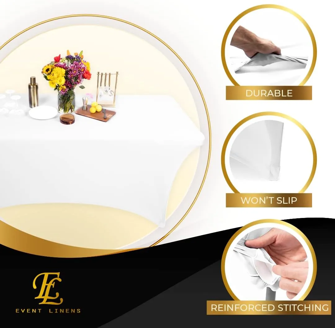 Luxury Collection White 6ft Tablecloth Rectangular Spandex Linen - Table Cloth Fitted Cover for 6 Foot Folding Table, Wedding Linens Banquet Cloths Rectangle Covers
