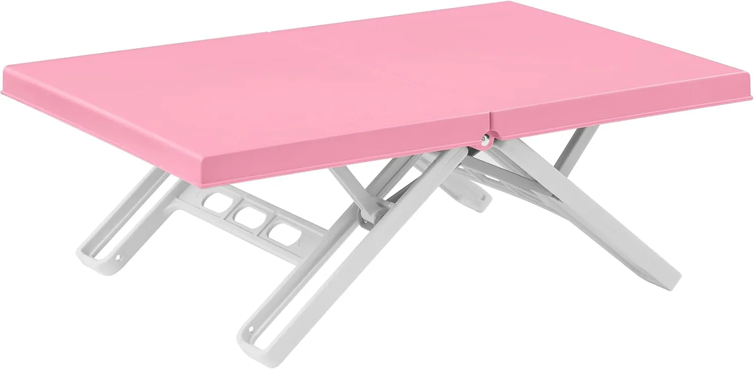 Maarch Small Beach Table for Sand Foldable, Small Laptop Tray Table, Portable Mini Low Picnic Camping Table, Pink