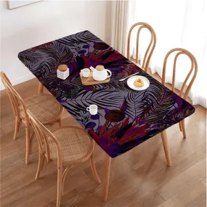Magenta Rectangle Tables Decor Feathers Boho Pattern Repeating Sixties Elastic Fitted Tablecloth Waterproof Wipeable Abstract Fits up 5 Foot Tables