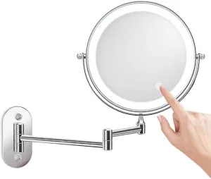 Makeup Mirror Vanity Mirror 8 Inch Wall Mounted Makeup Mirror,Folding LED Vanity Mirror Double-Sided with Light Magnification Mirror for Dressing Tables Bedroom Cosmetic Mirror (Size : 10x)