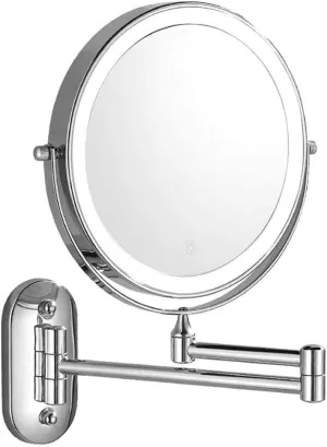 Makeup Mirror Vanity Mirror 8-Inch Wall-Mounted Vanity Mirrors,Double-Sided Mirror Fill Light Makeup Mirror Led Color Temperature Control 3 Colors Dimming Cosmetic Mirror,10x