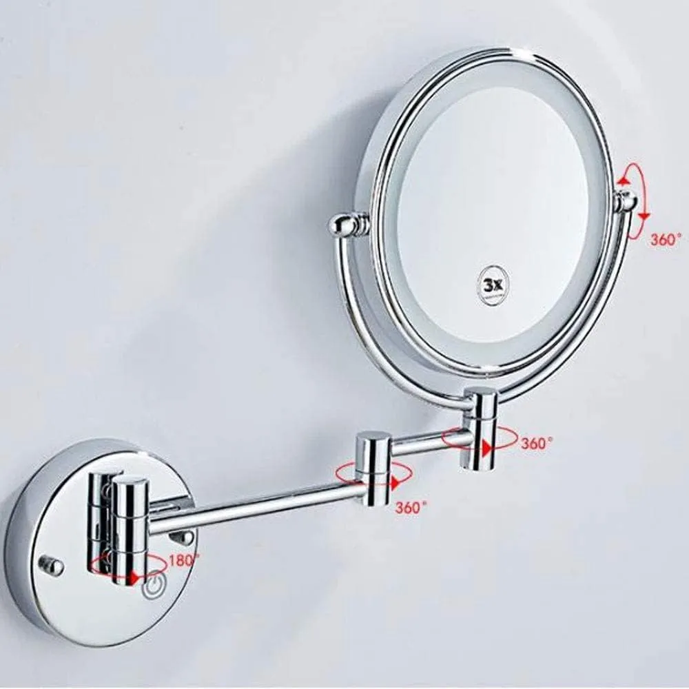 Makeup Mirror Vanity Mirror Makeup Mirror,Bathroom Folding Vanity Mirror Led Wall-Mounted Beauty Mirror with Light for Dressing Tables Bedroom Bathroom Cosmetic Mirror,Rose Gold-3x