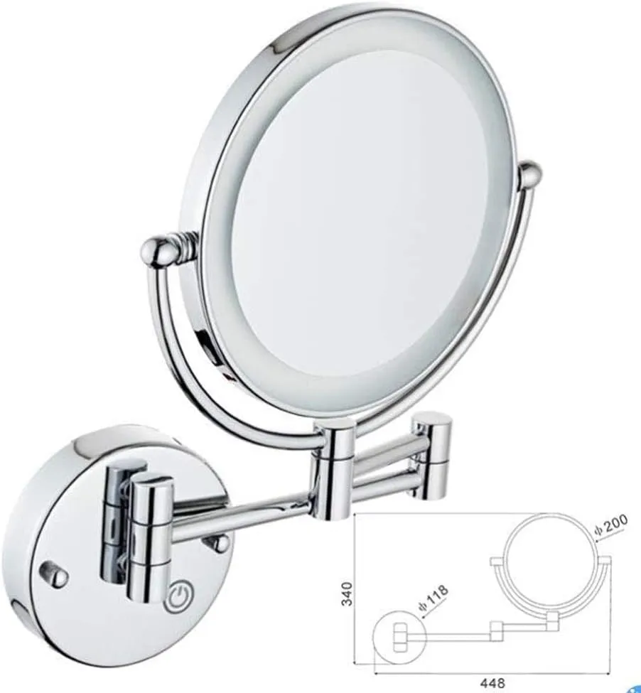 Makeup Mirror Vanity Mirror Makeup Mirror,Bathroom Folding Vanity Mirror Led Wall-Mounted Beauty Mirror with Light for Dressing Tables Bedroom Bathroom Cosmetic Mirror,Rose Gold-3x