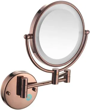 Makeup Mirror Vanity Mirror Makeup Mirror,Bathroom Folding Vanity Mirror Led Wall-Mounted Beauty Mirror with Light for Dressing Tables Bedroom Bathroom Cosmetic Mirror,Rose Gold-3x