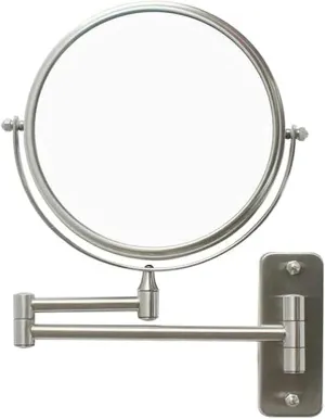 Makeup Mirror Vanity Mirror Vanity Mirrors,304 Stainless Steel Bathroom Double-Sided Makeup Mirror Wall-Mounted Folding Telescopic Rotating Magnification 3X Cosmetic Mirror