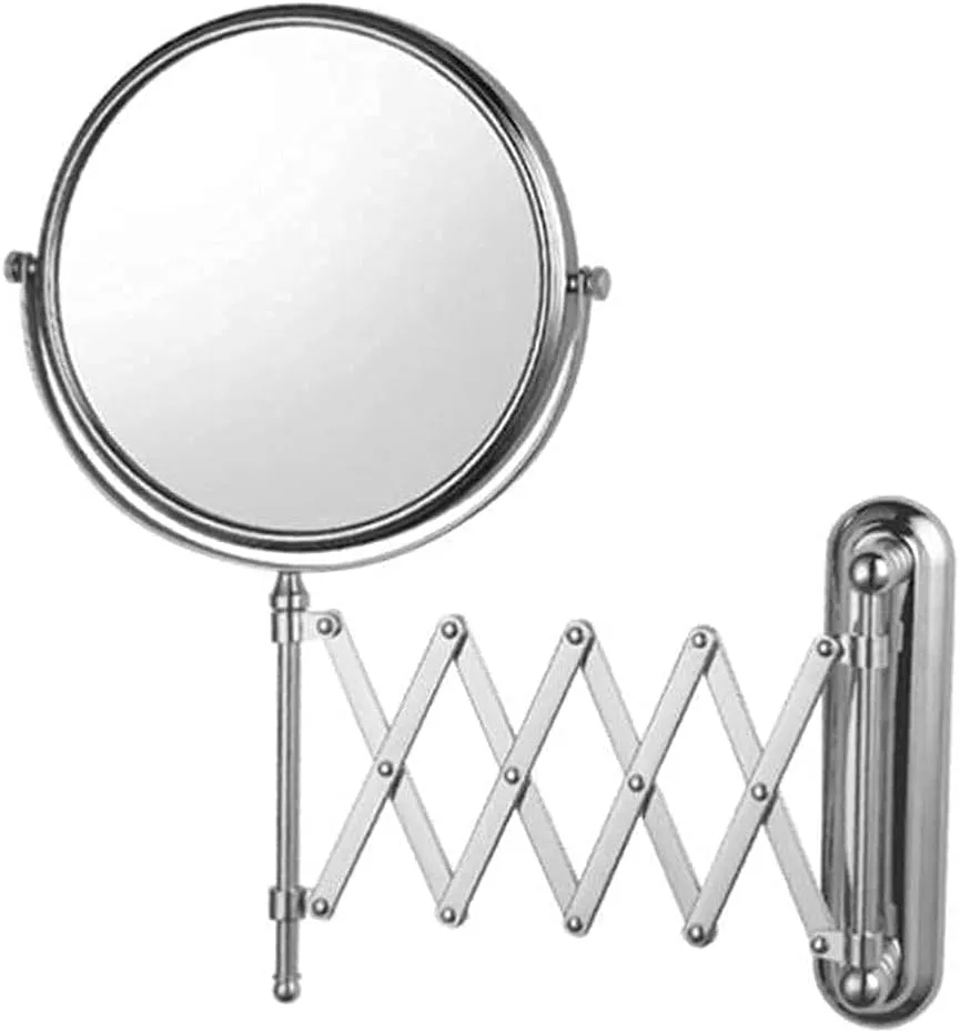 Makeup Mirror Vanity Mirror Wall Mounted Makeup Mirror,Beauty Mirror Vanity Mirrors Pull Net Hanging Wall Folding Telescopic Magnifying Double-Sided Cosmetic Mirror(7X)