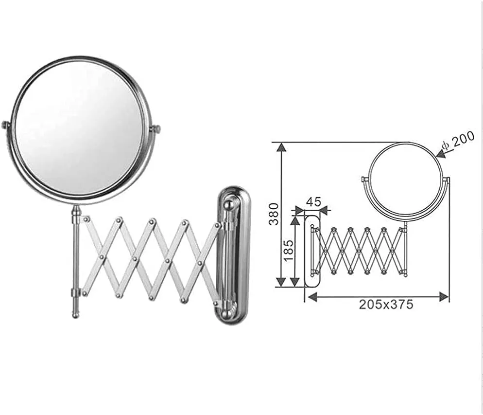 Makeup Mirror Vanity Mirror Wall Mounted Makeup Mirror,Beauty Mirror Vanity Mirrors Pull Net Hanging Wall Folding Telescopic Magnifying Double-Sided Cosmetic Mirror(7X)