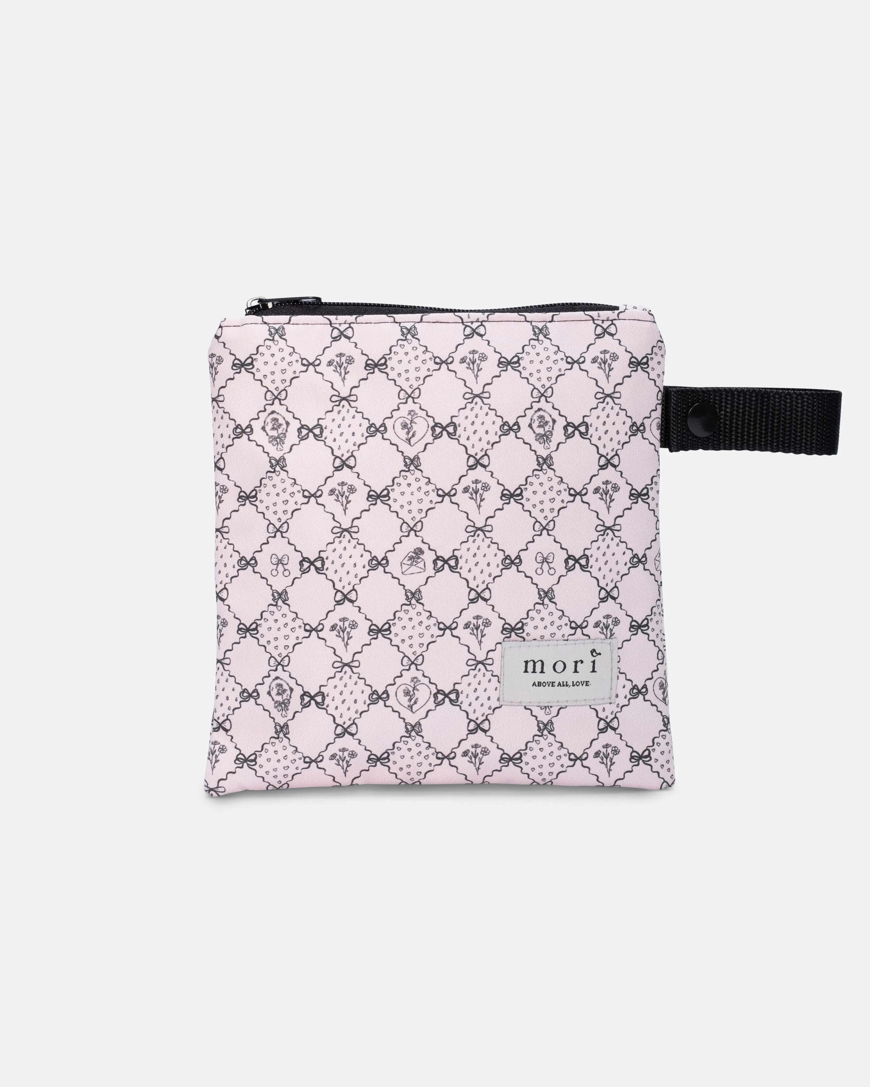 {{Mama's Day Special}} Black Pink Checkered Hearts Pack'N'Go Washable Pouch