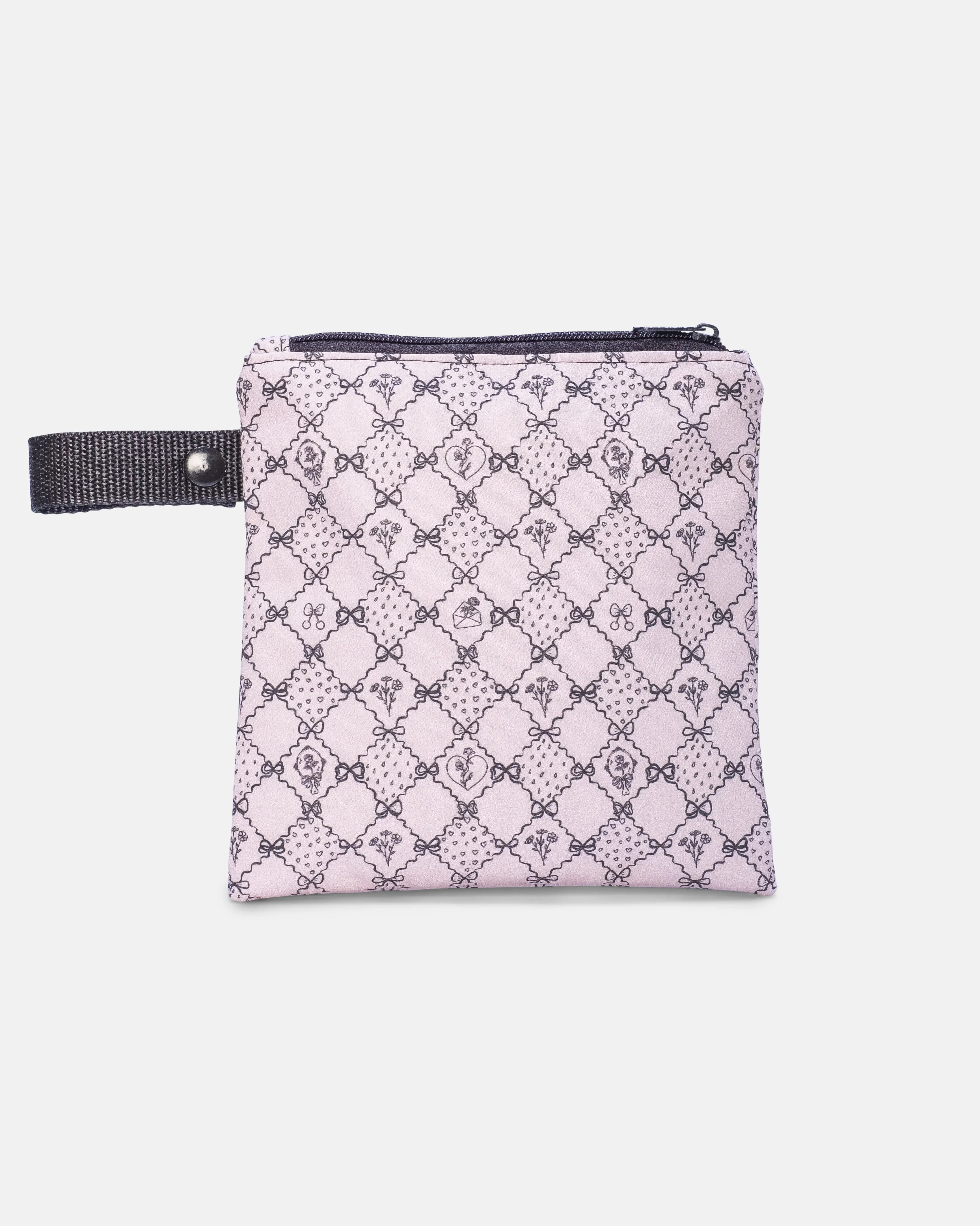 {{Mama's Day Special}} Black Pink Checkered Hearts Pack'N'Go Washable Pouch