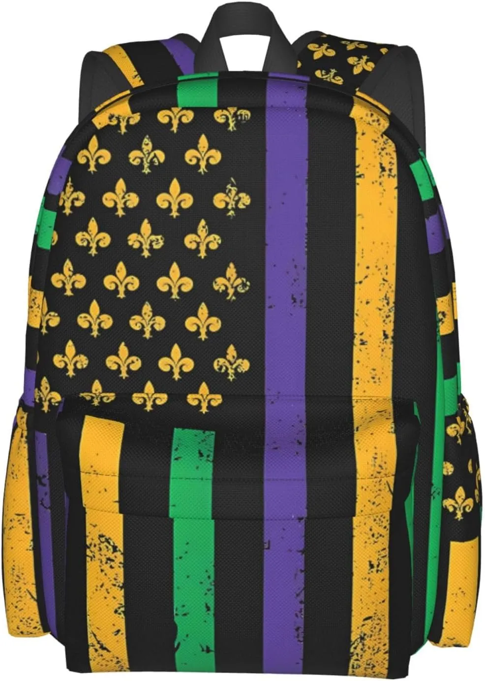 Mardi Gras American Flag Backpack Casual Laptop Backpack Large Capacity Double Shoulder Bag Travel Daypack For Women Men