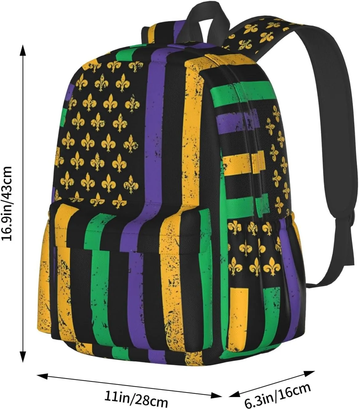 Mardi Gras American Flag Backpack Casual Laptop Backpack Large Capacity Double Shoulder Bag Travel Daypack For Women Men
