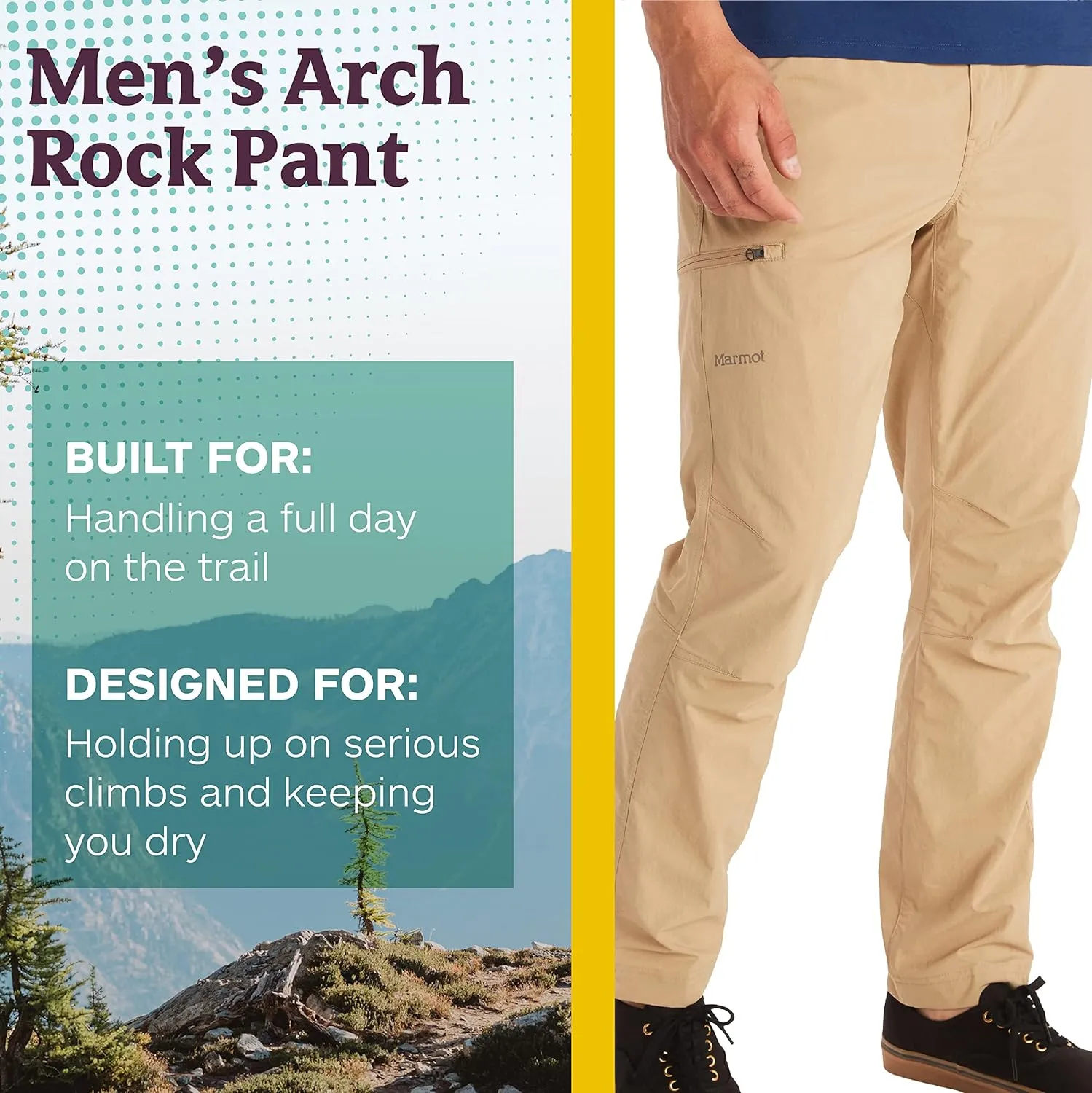MARMOT Men's Arch Rock Pant - Lightweight, Breathable, Quick-Drying Hiking Pant with UPF Protection