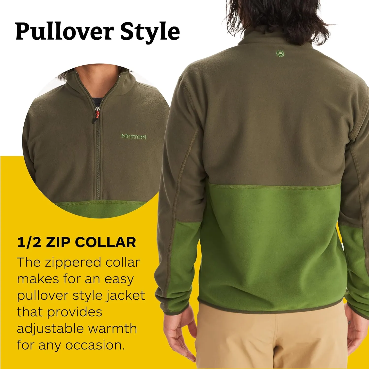 MARMOT Men's Rocklin 1/2 Zip Jacket - Classic, Warm, Lightweight 100-Weight Fleece Layer