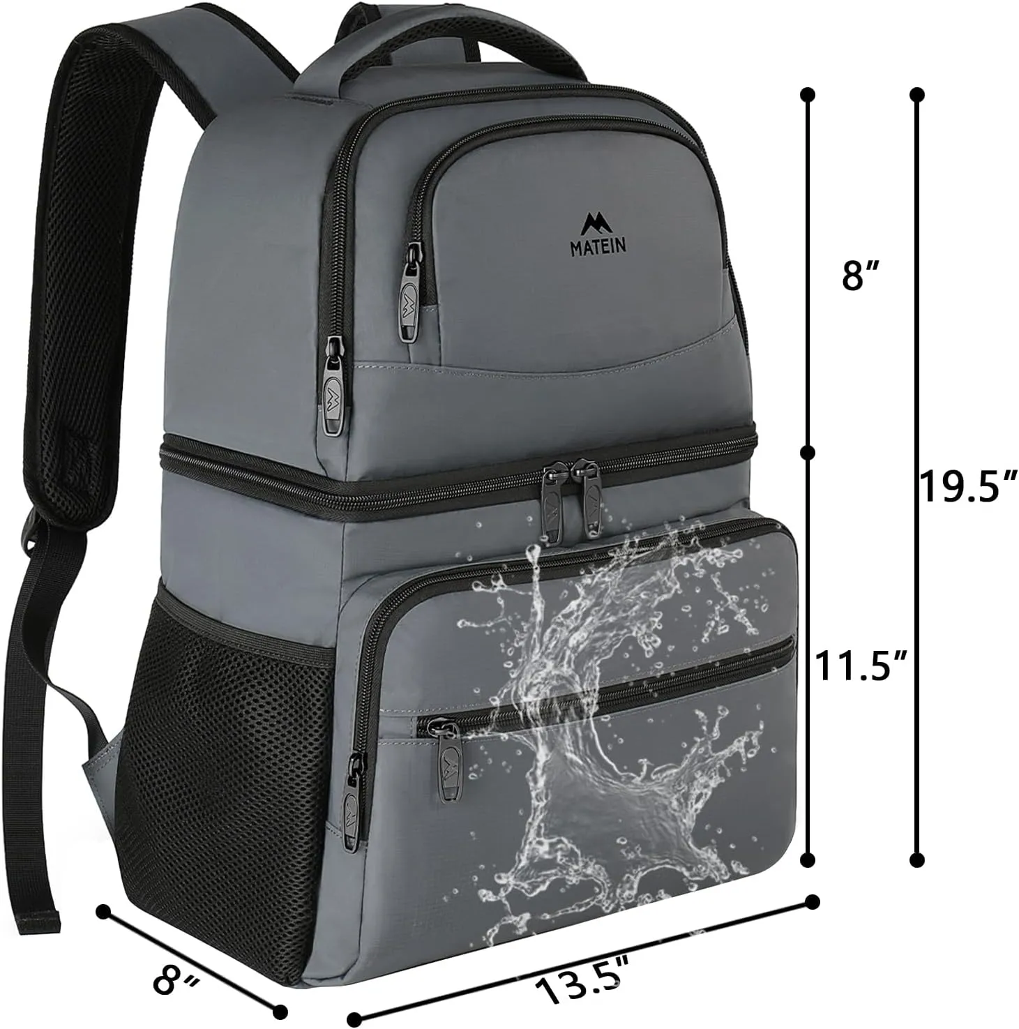 MATEIN Cooler Backpack, 26 Cans Insulated Lunch Backpack for Men Women, Leakproof Double Layer Lunch Cooler Bag Lightweight Soft Lunch Backpack with Cooler Compartment, Beach Camping Hiking Beer Gifts