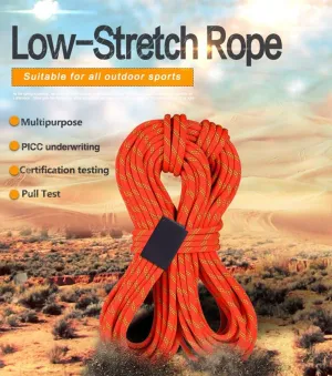 MaxS Climbing Auxiliary Rope Static Rope Safety Rescue Rope Diameter 10mm,(Orange Length:10Meter)