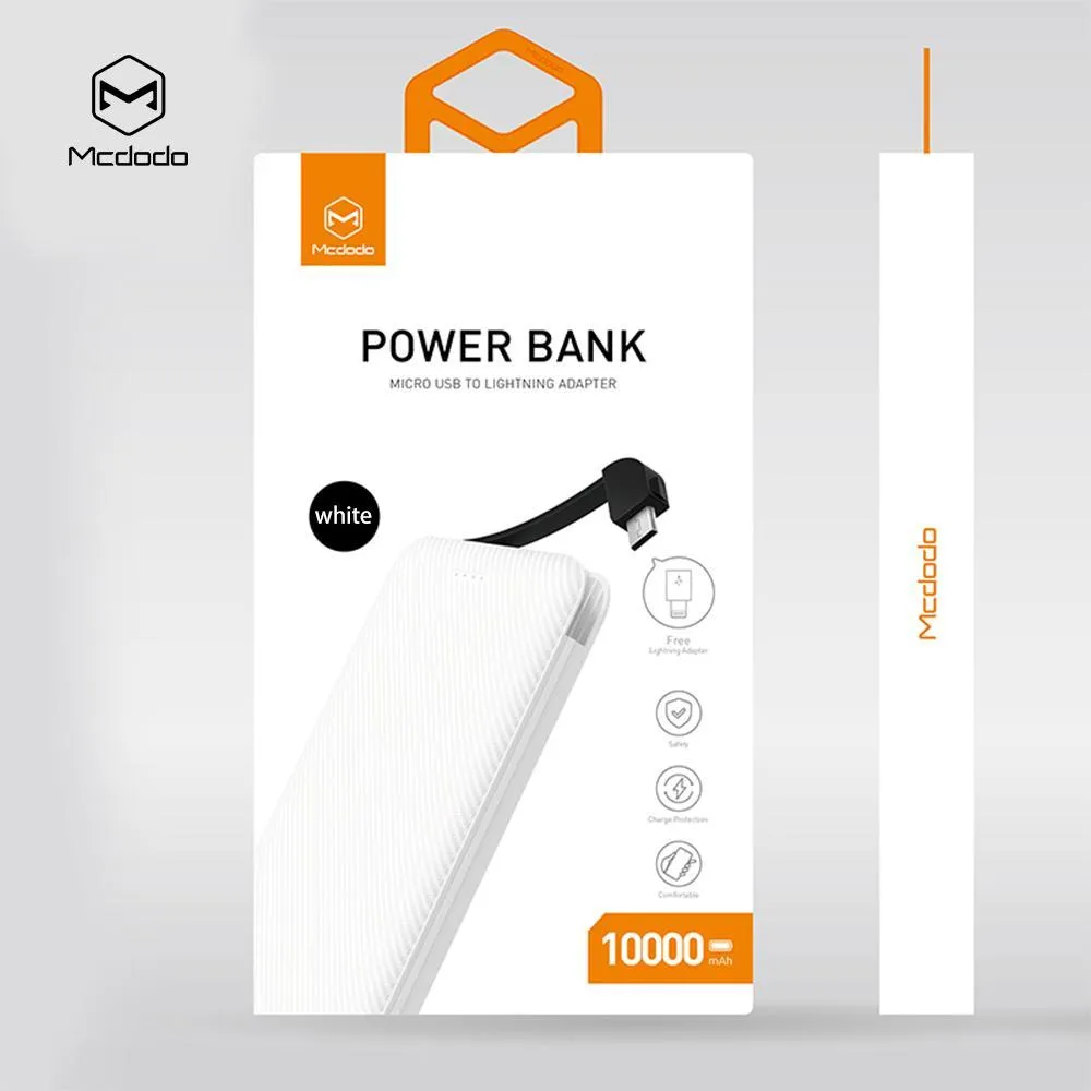 Mcdodo 5000mAh Power Bank with Micro USB cable, Micro USB to lightning adapter