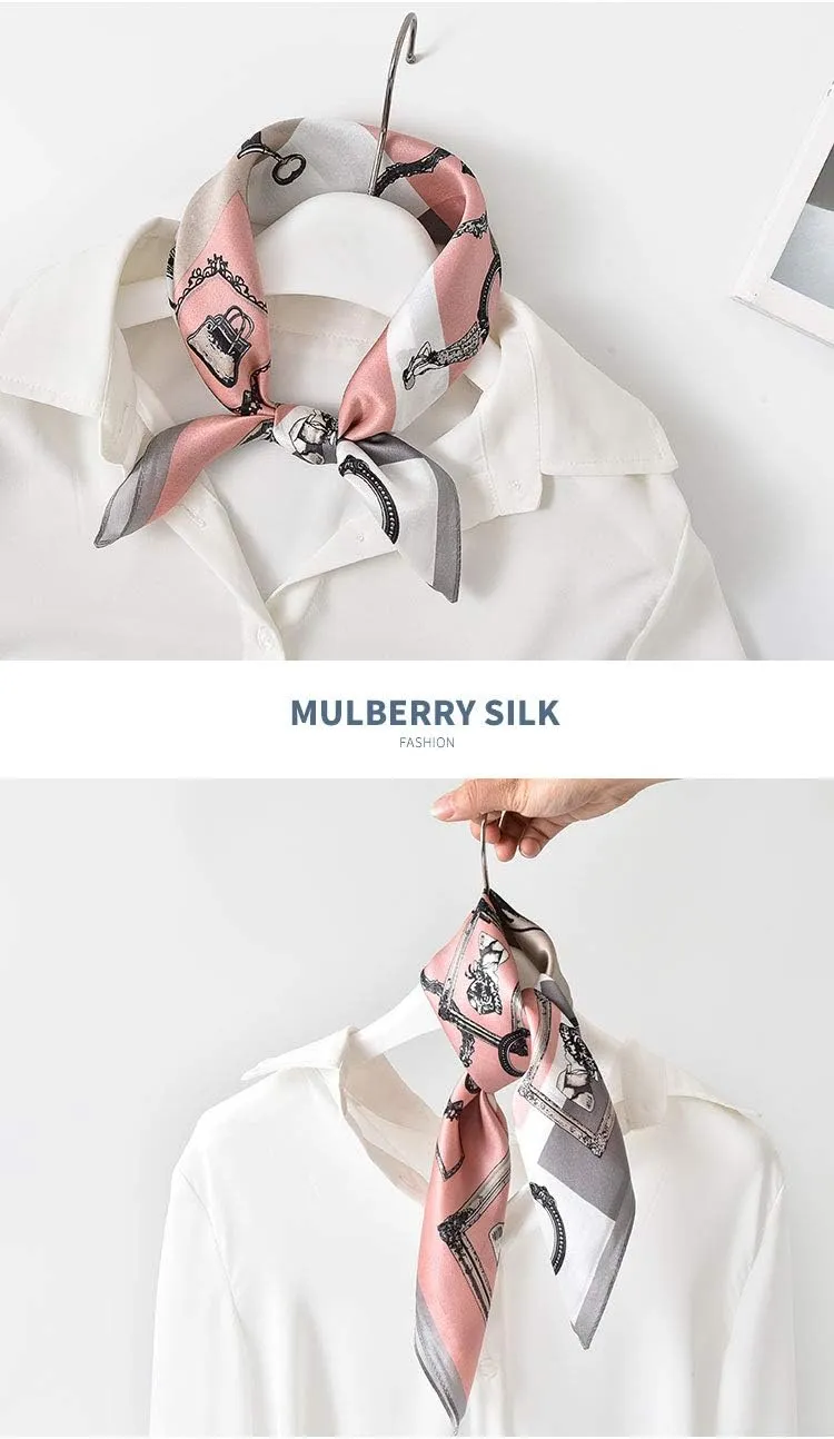 MEISEE Mulberry Silk Scarfs Women Small Square Scarf 21" x 21" Breathable Lightweight Neckerchief Headscarf