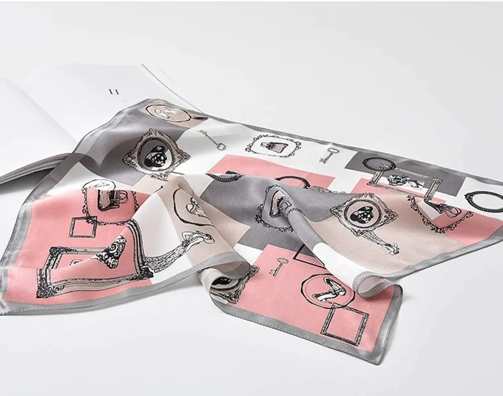 MEISEE Mulberry Silk Scarfs Women Small Square Scarf 21" x 21" Breathable Lightweight Neckerchief Headscarf