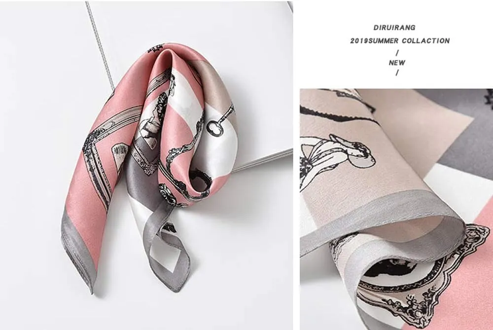 MEISEE Mulberry Silk Scarfs Women Small Square Scarf 21" x 21" Breathable Lightweight Neckerchief Headscarf