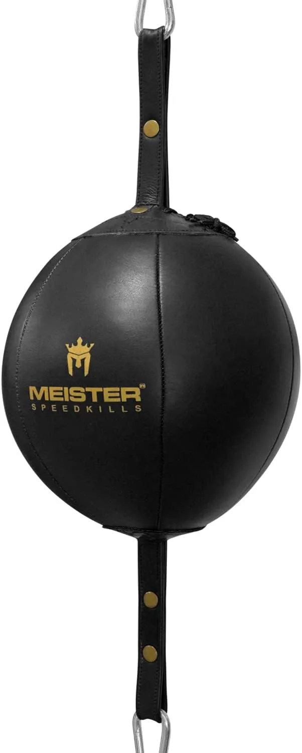 Meister SpeedKills Double-End Leather Speed Bag w/Bungees & Lightweight Latex Bladder