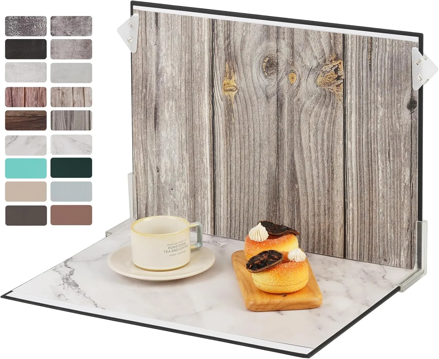 Meking 9Pcs 18Patterns Small Product Photography Backdrop Kit Photo Backdrop Board for Food Photography - Double-Sided Tabletop Photography Backdrop, 16x11.5inch