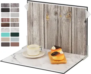 Meking 9Pcs 18Patterns Small Product Photography Backdrop Kit Photo Backdrop Board for Food Photography - Double-Sided Tabletop Photography Backdrop, 16x11.5inch