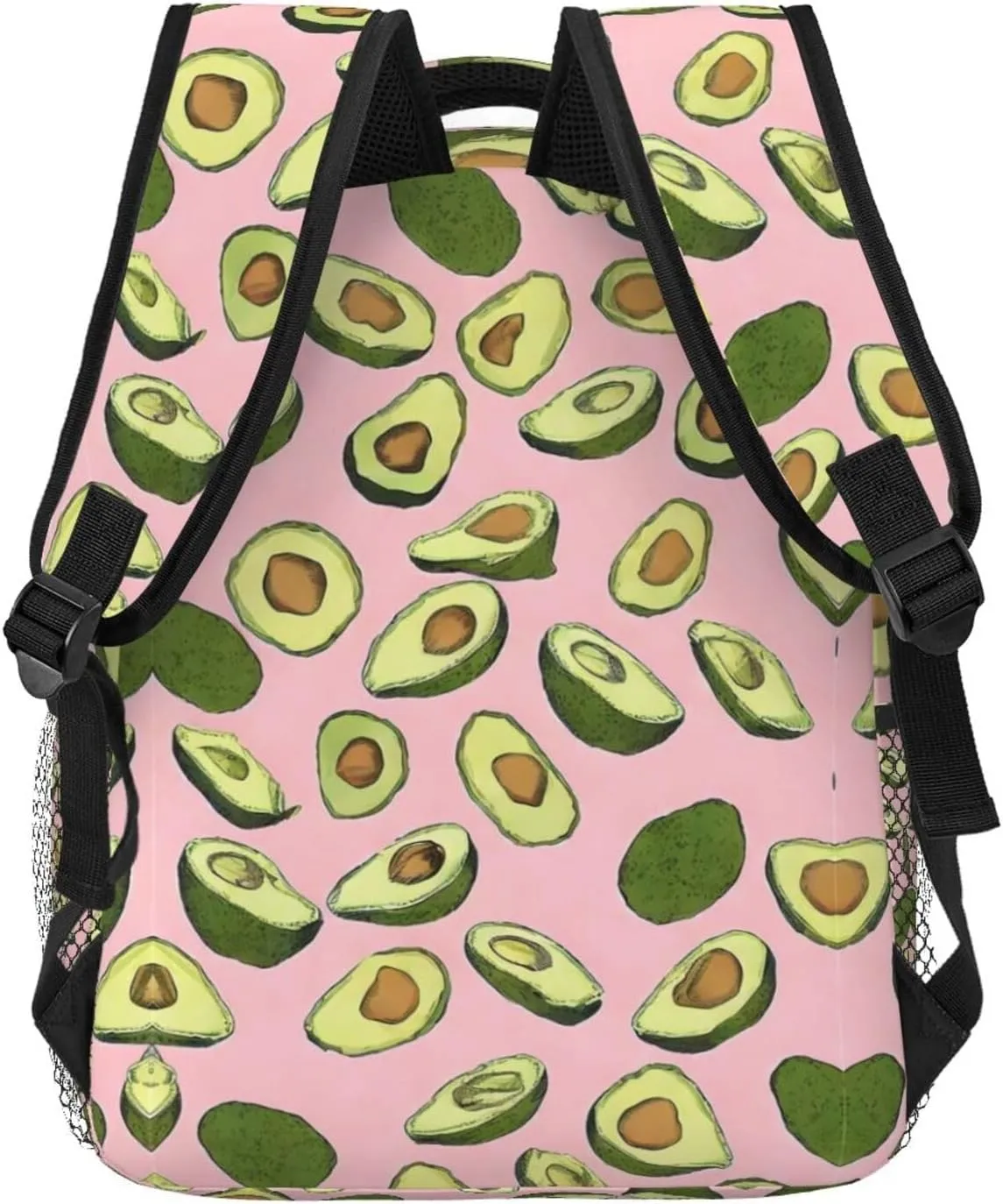 Men & Women Lightweight Avocado Pink Art Casual Daypack Large Capacity Bookbag With Adjustable Shoulder Straps for Gym Business Bicycle