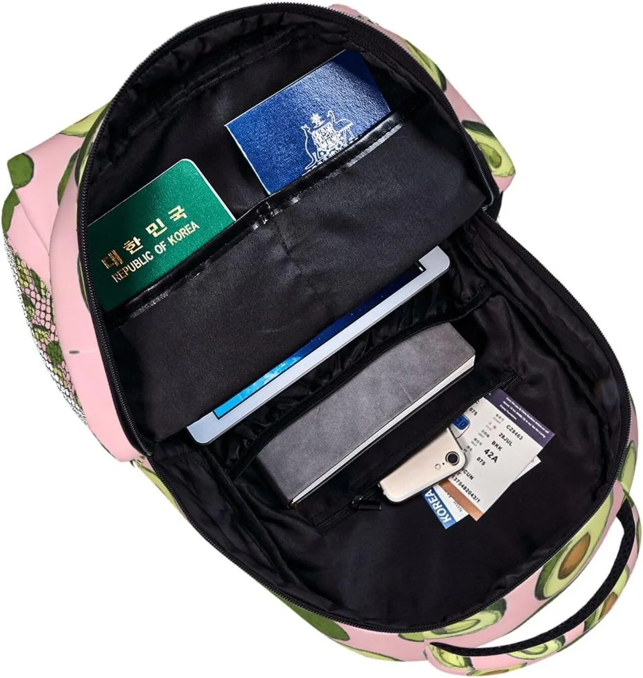 Men & Women Lightweight Avocado Pink Art Casual Daypack Large Capacity Bookbag With Adjustable Shoulder Straps for Gym Business Bicycle