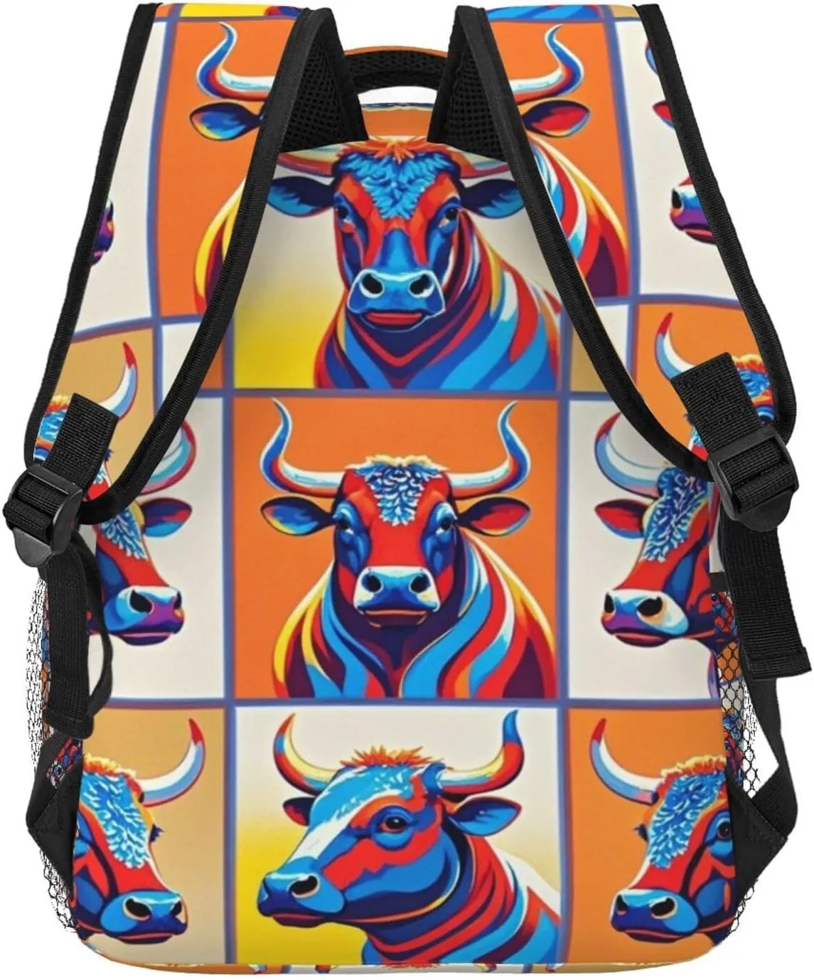 Men & Women Lightweight Cute Highland Cattle Art Casual Daypack Large Capacity Bookbag With Adjustable Shoulder Straps for Gym Business Bicycle