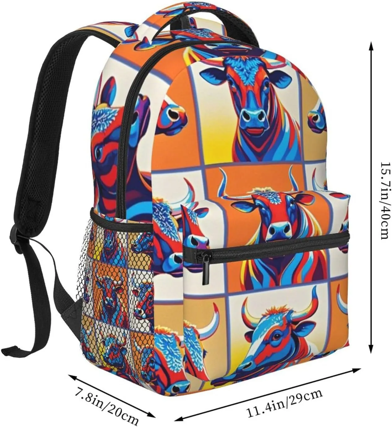 Men & Women Lightweight Cute Highland Cattle Art Casual Daypack Large Capacity Bookbag With Adjustable Shoulder Straps for Gym Business Bicycle