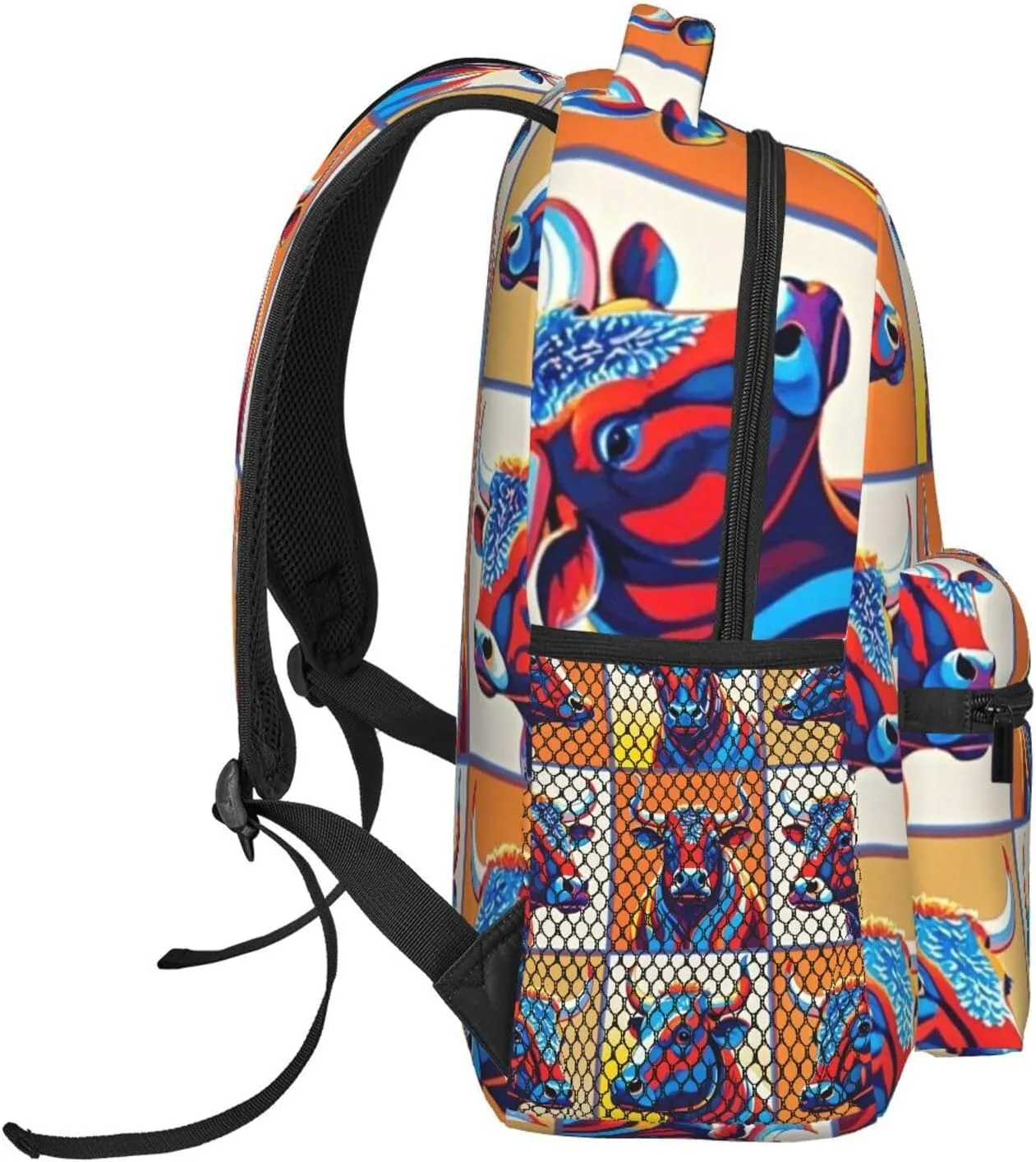 Men & Women Lightweight Cute Highland Cattle Art Casual Daypack Large Capacity Bookbag With Adjustable Shoulder Straps for Gym Business Bicycle
