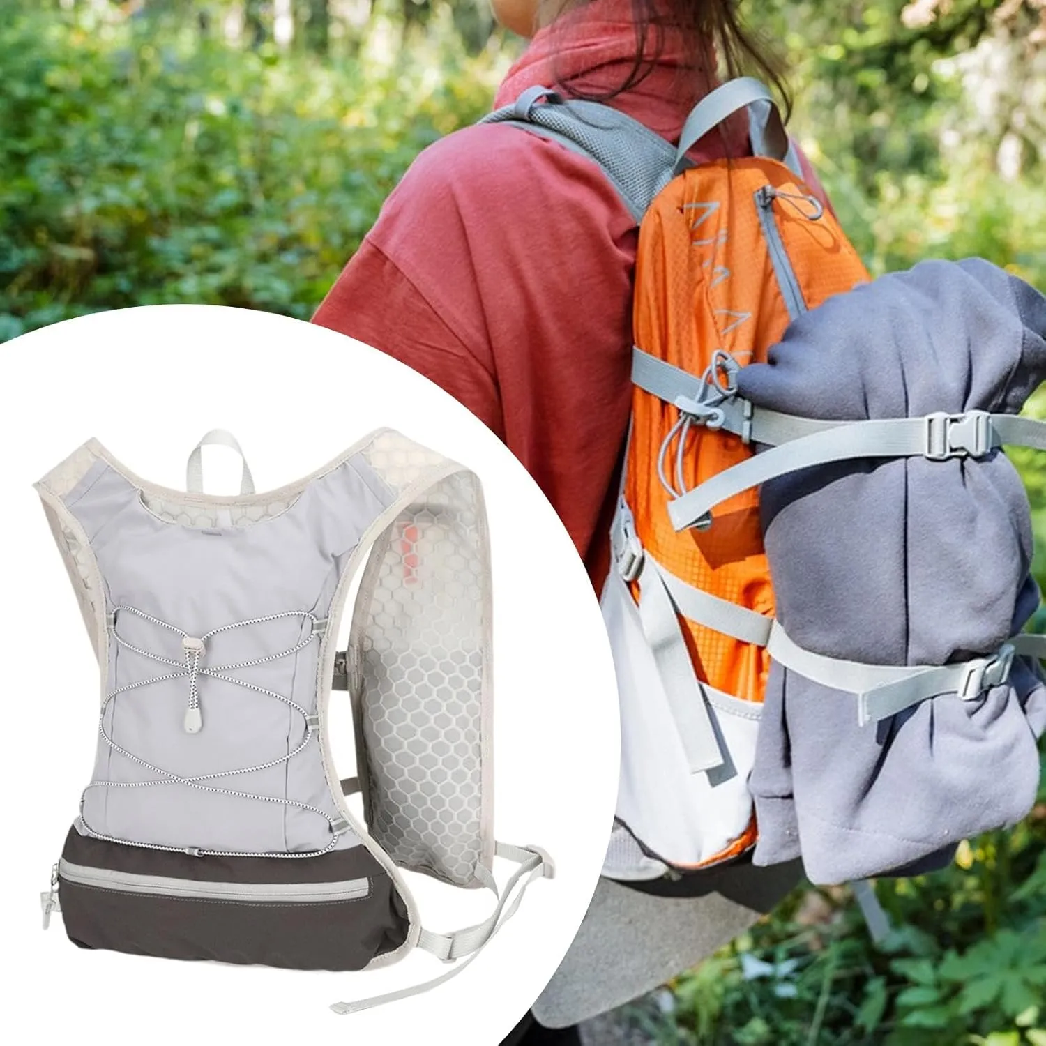 Men Running Vest Sports Bag Reflective Gear Portable Adjustable Hydration Vest Hydration Backpack for Marathoner Hiking Trail