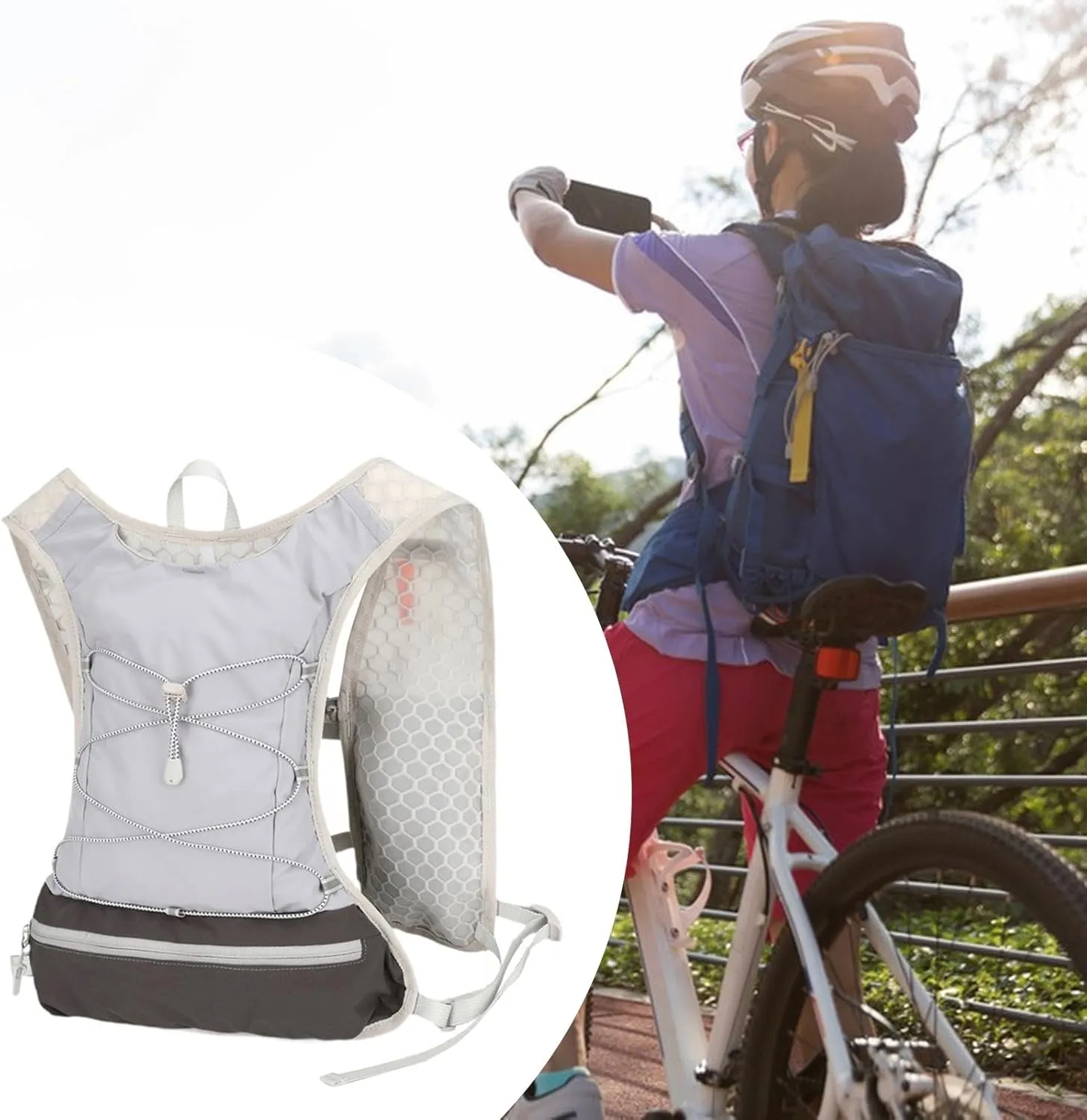 Men Running Vest Sports Bag Reflective Gear Portable Adjustable Hydration Vest Hydration Backpack for Marathoner Hiking Trail