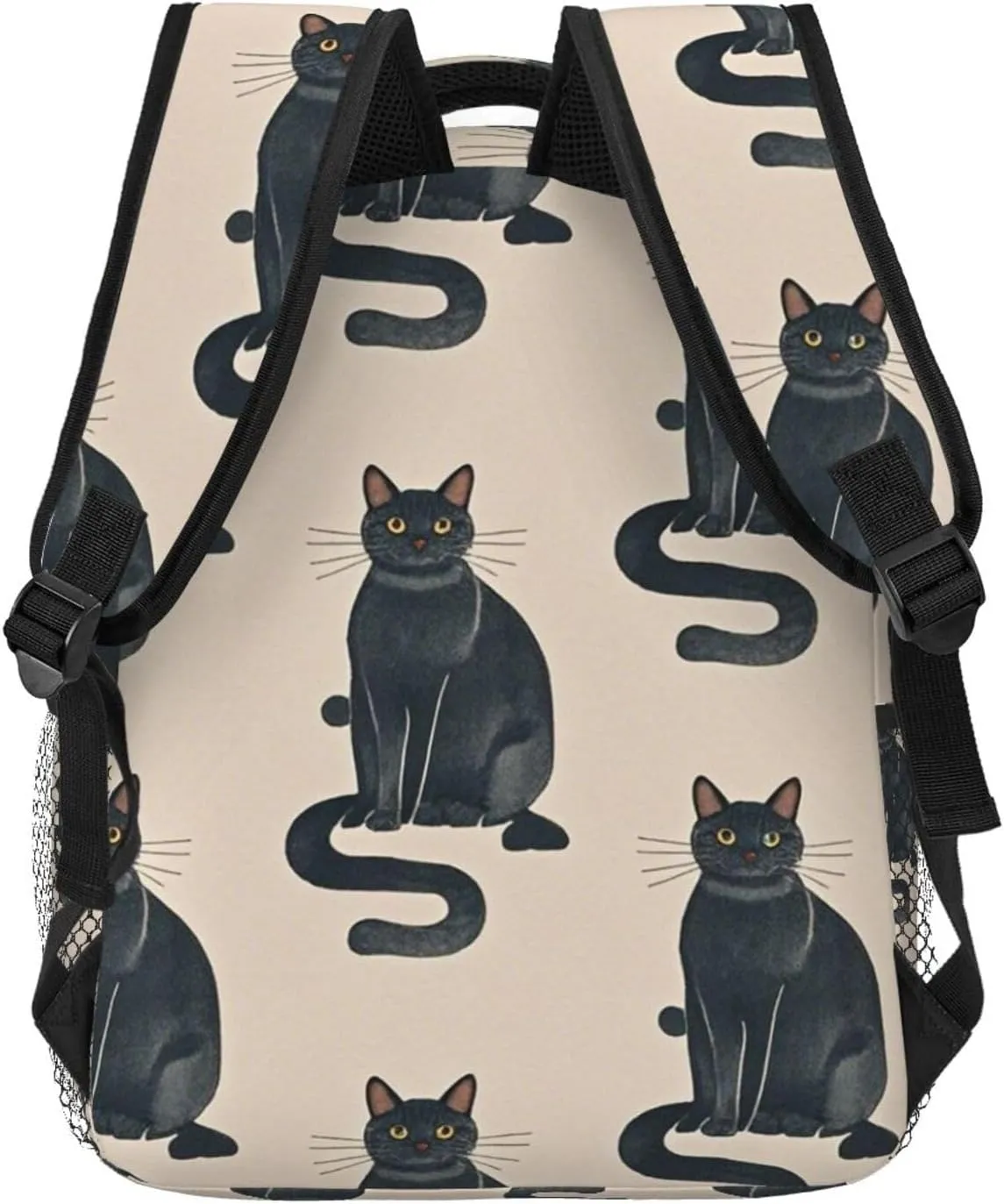 Men Women Lightweight Cute Black Cat Art Backpack Large Capacity Bookbag With Smooth Zippers for Gym Business Running