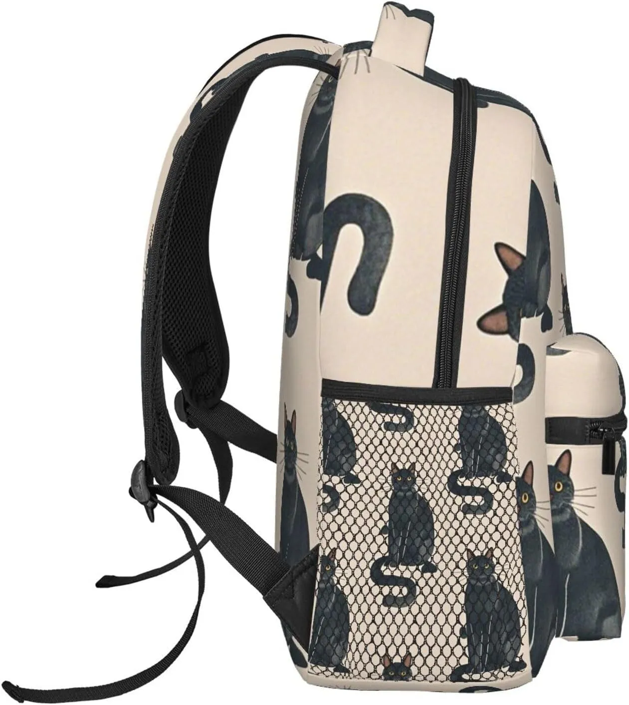 Men Women Lightweight Cute Black Cat Art Backpack Large Capacity Bookbag With Smooth Zippers for Gym Business Running
