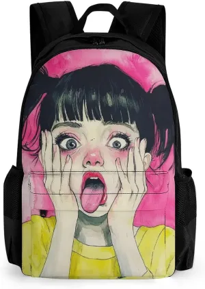 Men Women Polyester Cute Goth Gothic Woman Art Daypack Bookbag Big Capacity Shoulder Bag With Padded Straps for Climbing Travel Walking Cycling