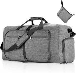 Men's and Women's Foldable Large Capacity Sports Fitness Training Tote Backpack Large Yoga Organizer Shoe Compartment (Gray)