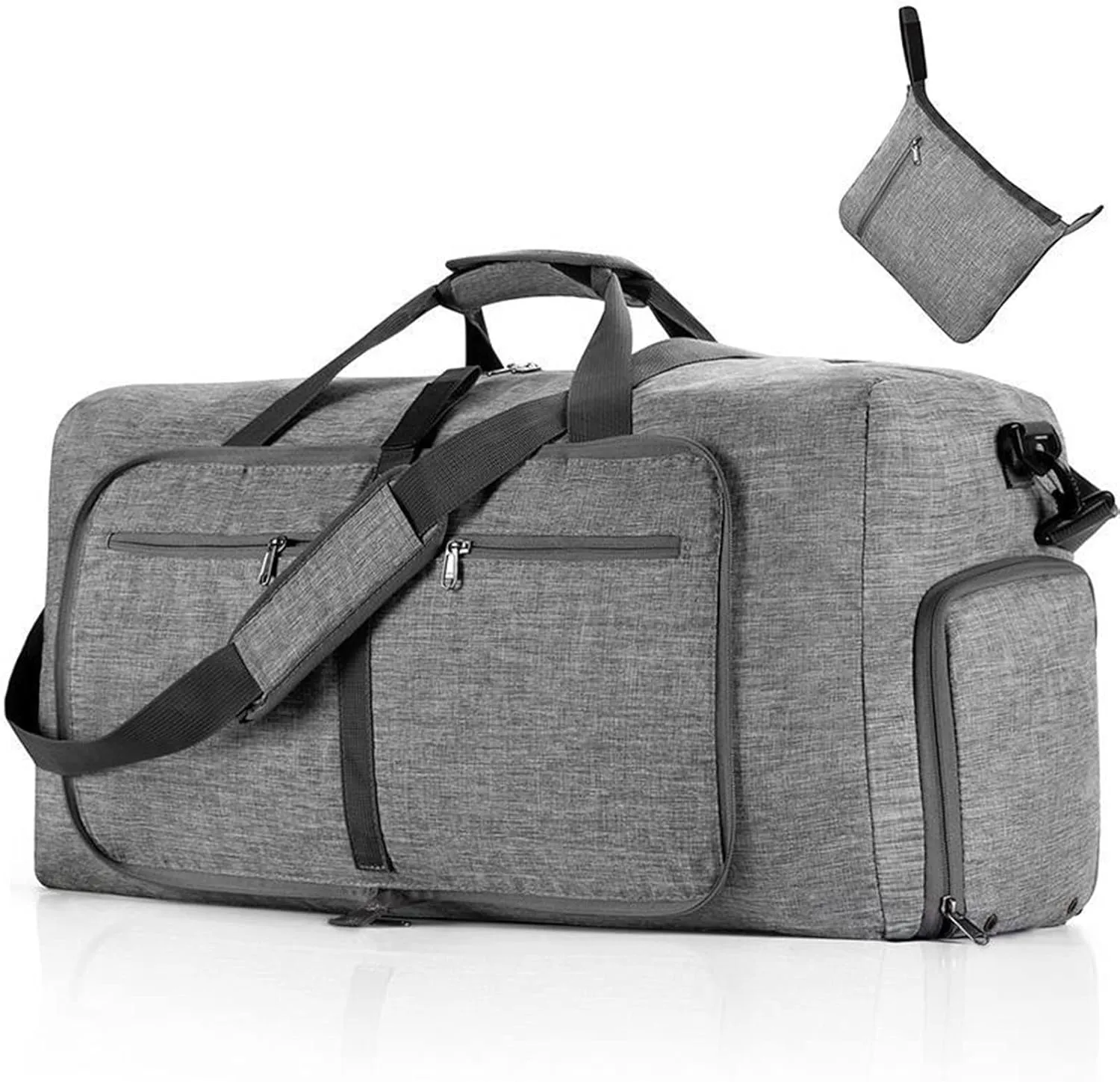 Men's and Women's Foldable Large Capacity Sports Fitness Training Tote Backpack Large Yoga Organizer Shoe Compartment (Gray)