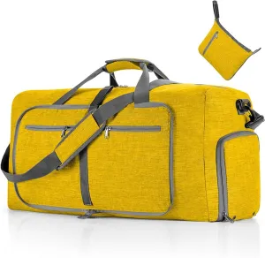 Men's and Women's Foldable Large Capacity Sports Fitness Training Tote Backpack Large Yoga Organizer Shoe Compartment (Yellow)