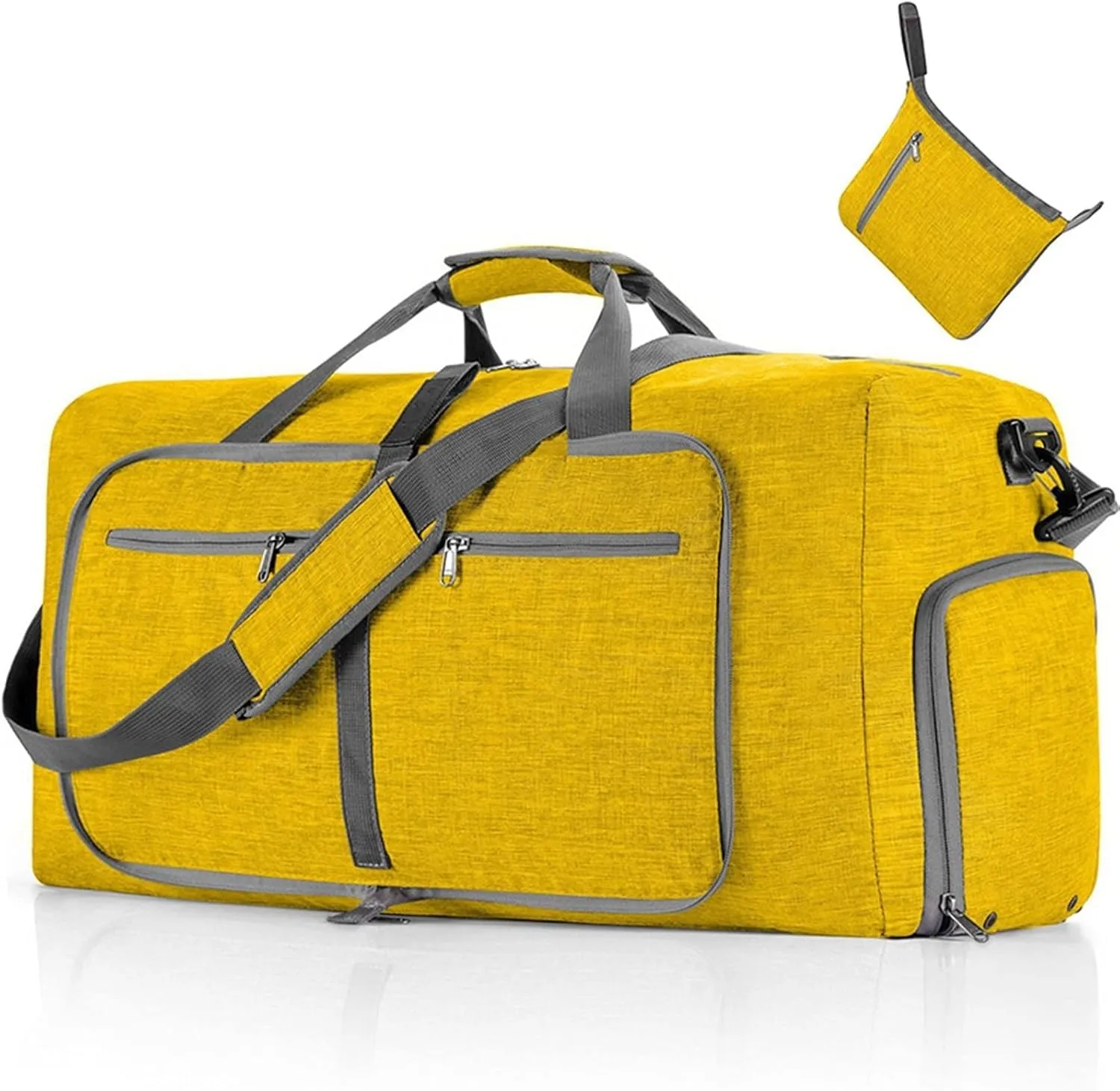 Men's and Women's Foldable Large Capacity Sports Fitness Training Tote Backpack Large Yoga Organizer Shoe Compartment (Yellow)