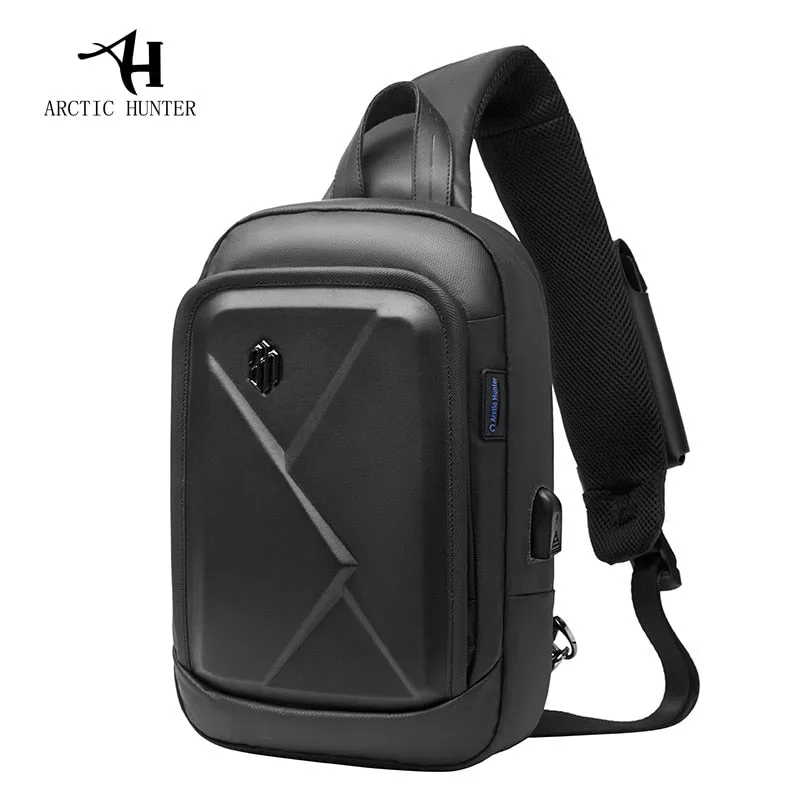 Men's Backpack Chest/Shoulder Bag Casual Large Capacity Backpack - Black