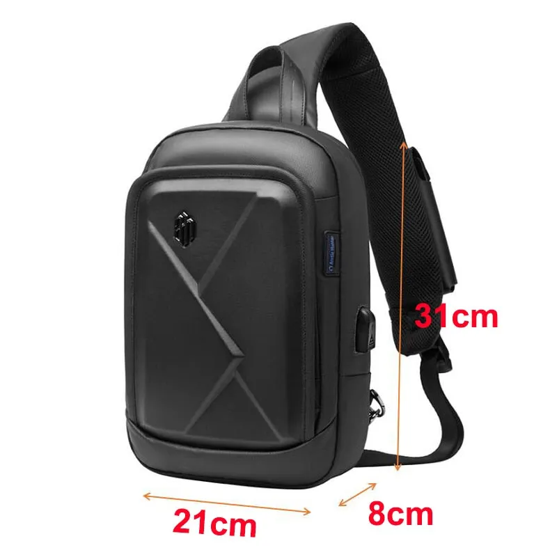 Men's Backpack Chest/Shoulder Bag Casual Large Capacity Backpack - Black