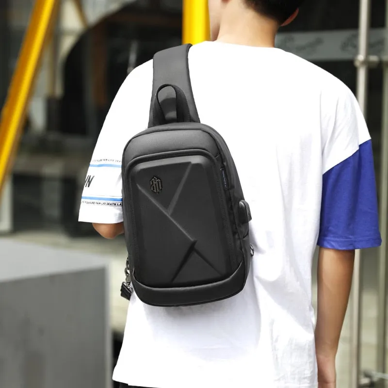 Men's Backpack Chest/Shoulder Bag Casual Large Capacity Backpack - Black