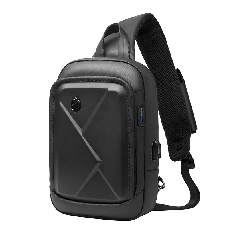 Men's Backpack Chest/Shoulder Bag Casual Large Capacity Backpack - Black