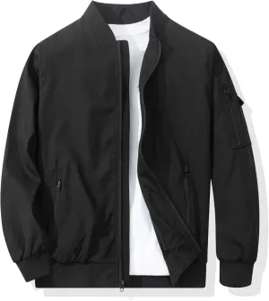 Men's Bomber Jacket Casual Fashion Lightweight Windbreaker Outdoor Flight Coat Jackets
