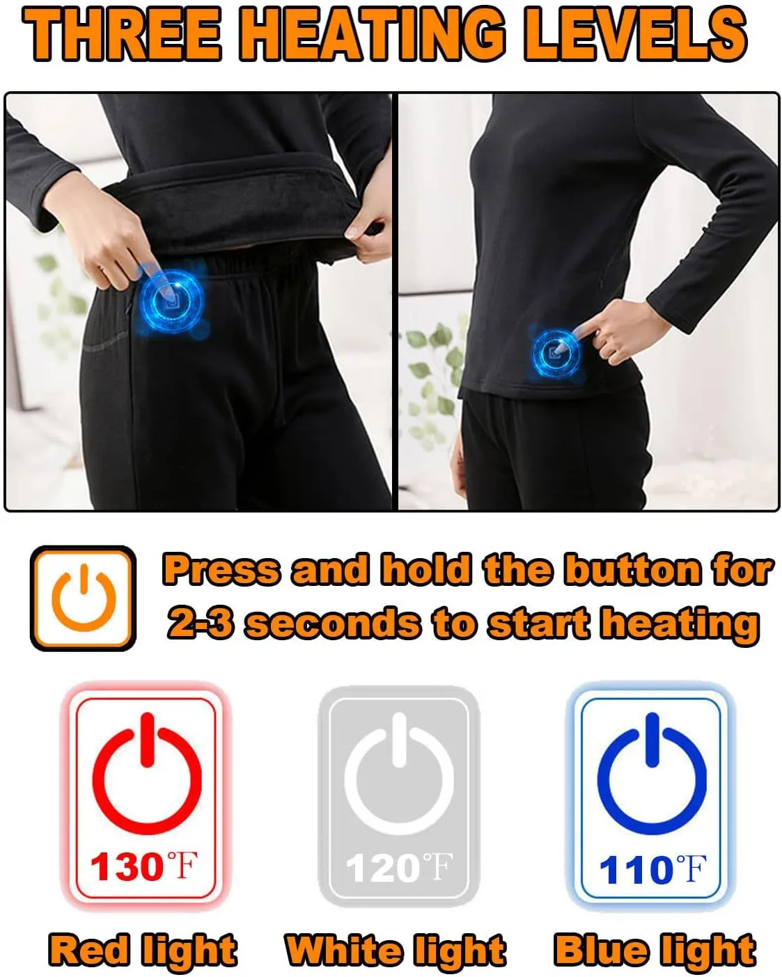 Men's Heated Thermal Underwear Set, Men's Winter Outdoor Sports Underwear with 16 Heating Zones, Heated Shirt Pants