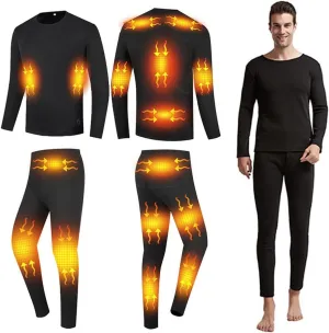 Men's Heated Thermal Underwear Set, Men's Winter Outdoor Sports Underwear with 16 Heating Zones, Heated Shirt Pants