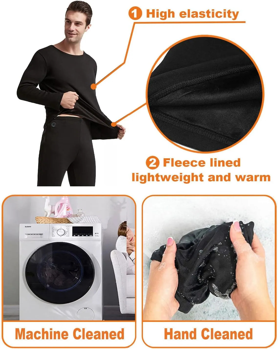 Men's Heated Thermal Underwear Set, Men's Winter Outdoor Sports Underwear with 16 Heating Zones, Heated Shirt Pants