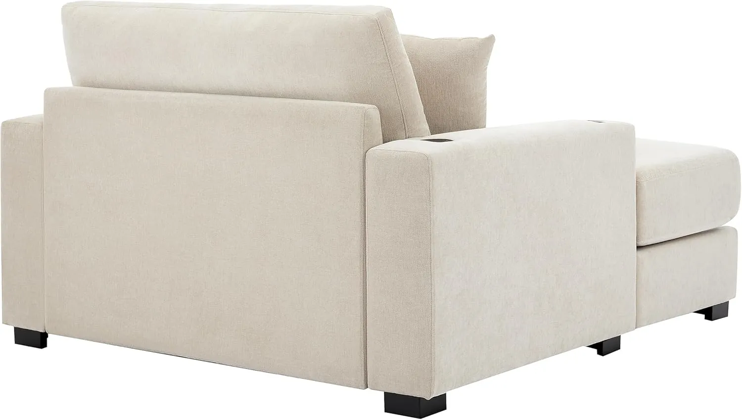 Merax Modern 55" Chaise Lounge with Pillow, Charge Station & Cup Holders,Upholstered Sofa Recliner Chair for Living Room Bedroom Cream